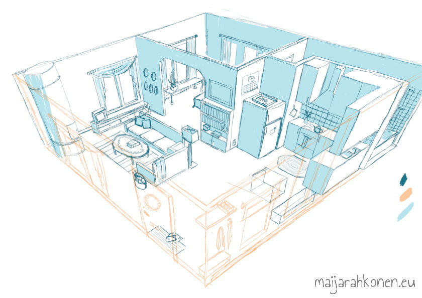 Concept sketch of an apartment