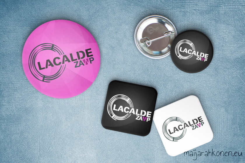 Mockup of Lacalde logo on buttons
