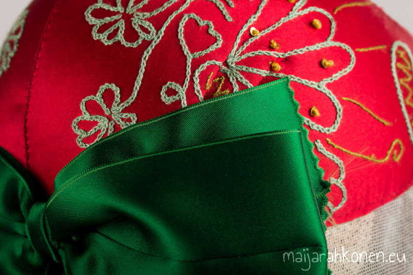 Embroidered silk cap for Finnish national costume
