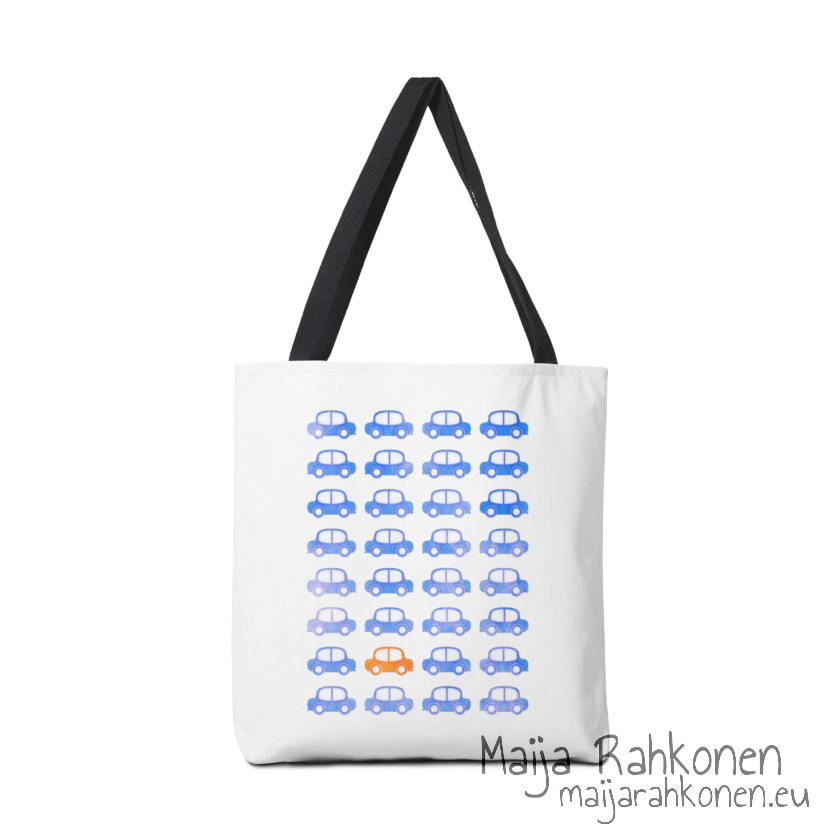 A shopping bag with car pattern